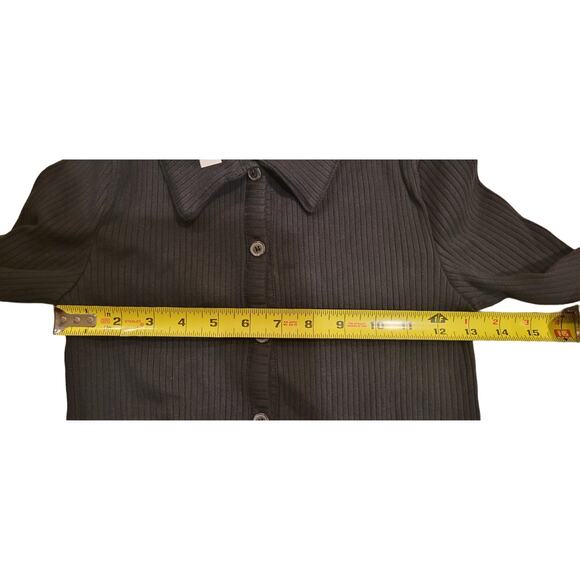 NWT Madewell Curved-Hem Polo Cardigan Black Tee Size XXS - Picture 5 of 5